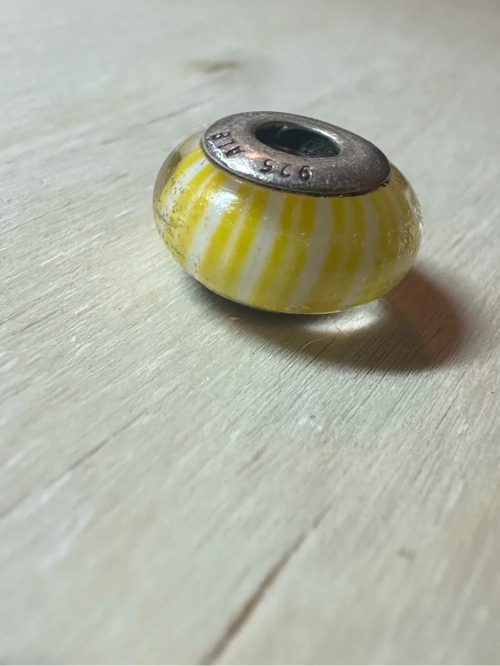 Retired Pandora Yellow & White Murano Glass Charm | Sterling Silver 925 ALE